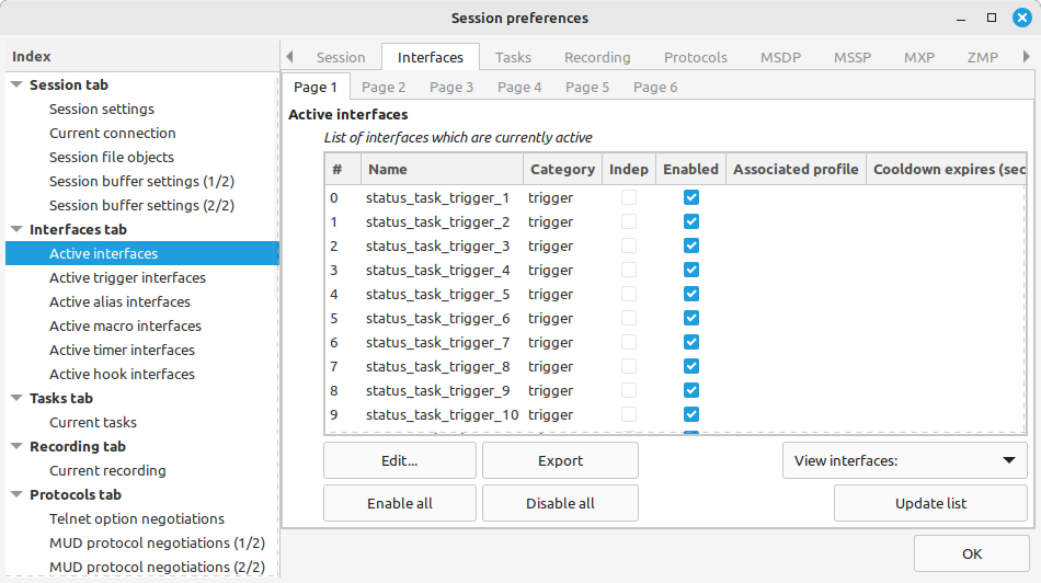 Status task interfaces